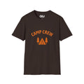 Camp Crew T-Shirt — Retro Orange Camping Tee with Tent & Trees