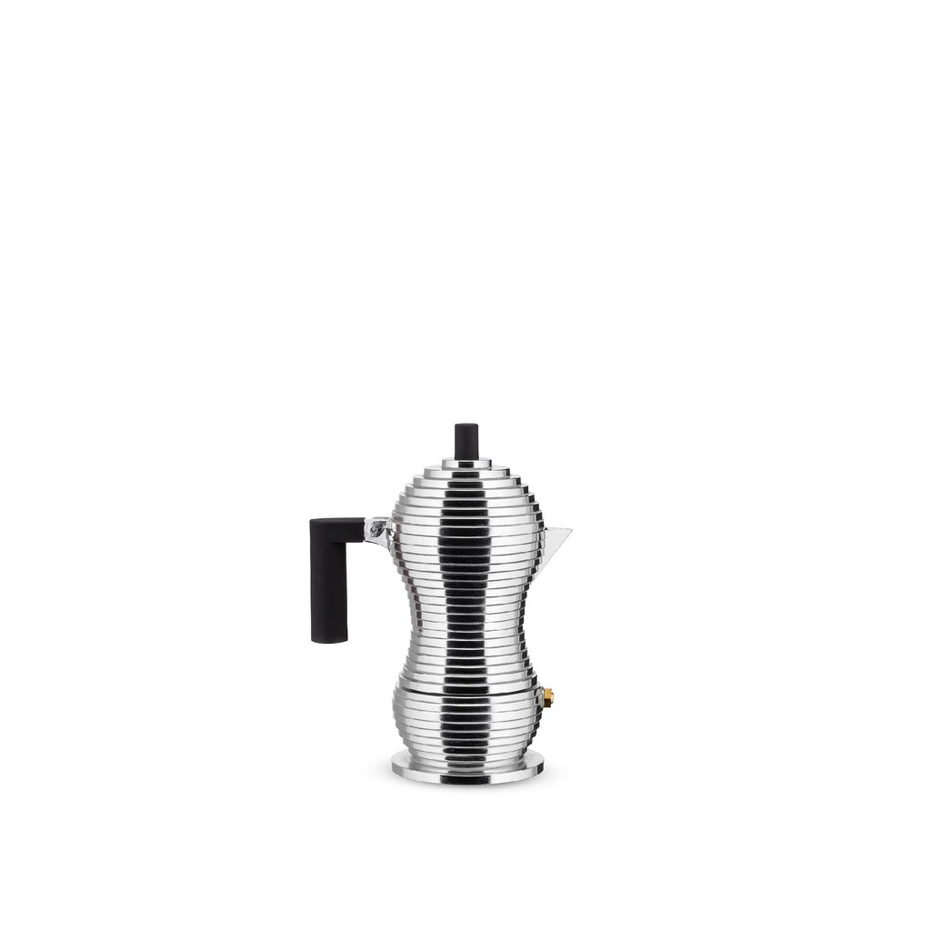 Alessi MDL02/3 B "Pulcina" Stove Top Espresso 3 Cup Coffee Maker in Aluminum Casting Handle And Knob in Pa, Black