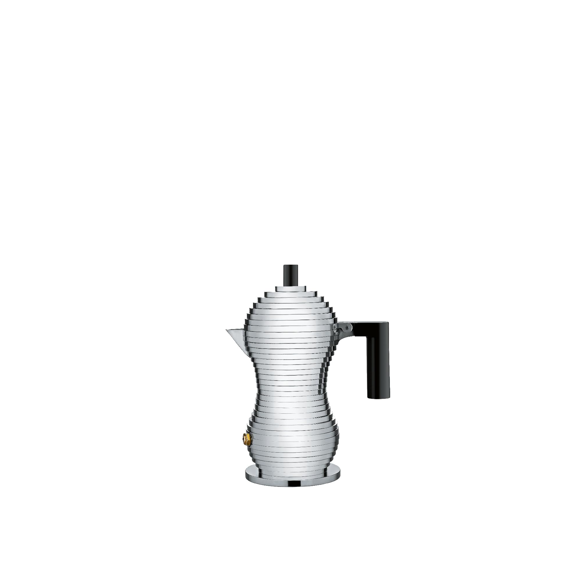 Alessi MDL02/3 B "Pulcina" Stove Top Espresso 3 Cup Coffee Maker in Aluminum Casting Handle And Knob in Pa, Black