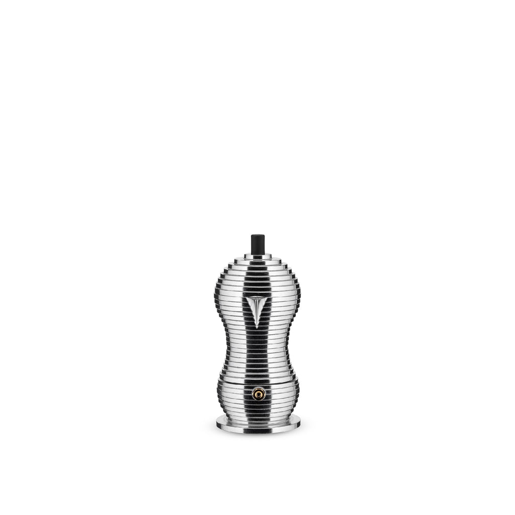 Alessi MDL02/3 B "Pulcina" Stove Top Espresso 3 Cup Coffee Maker in Aluminum Casting Handle And Knob in Pa, Black