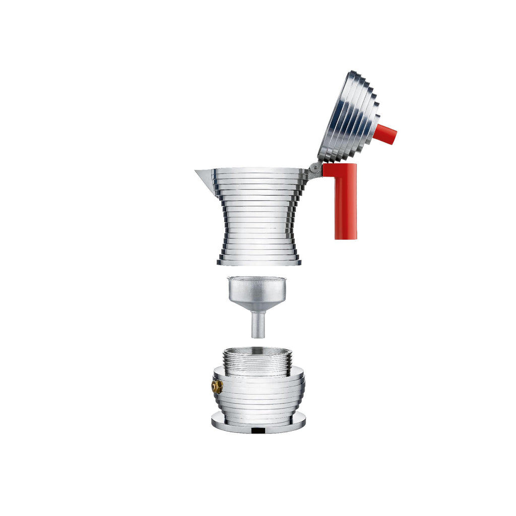Alessi MDL02/3 B "Pulcina" Stove Top Espresso 3 Cup Coffee Maker in Aluminum Casting Handle And Knob in Pa, Black