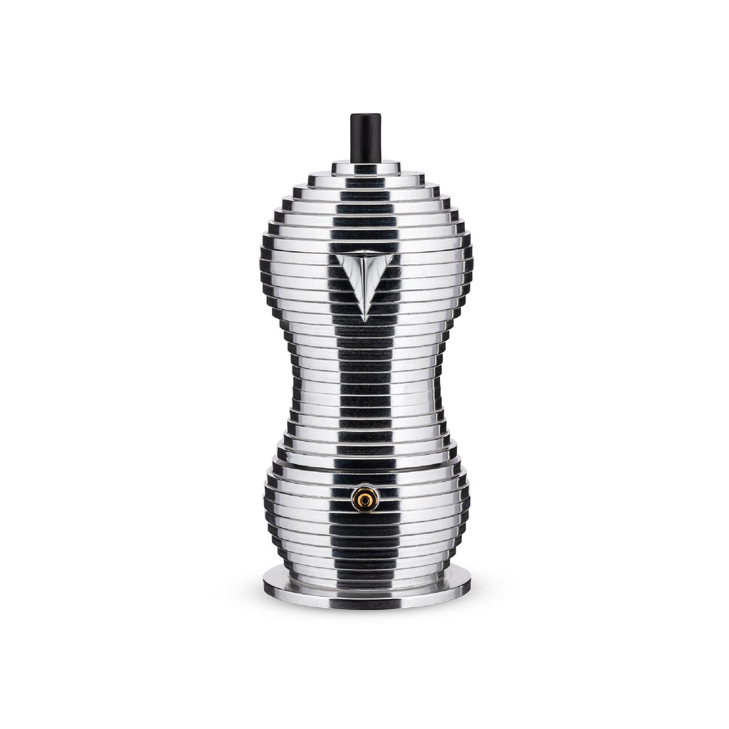 Alessi MDL02/3 B "Pulcina" Stove Top Espresso 3 Cup Coffee Maker in Aluminum Casting Handle And Knob in Pa, Black