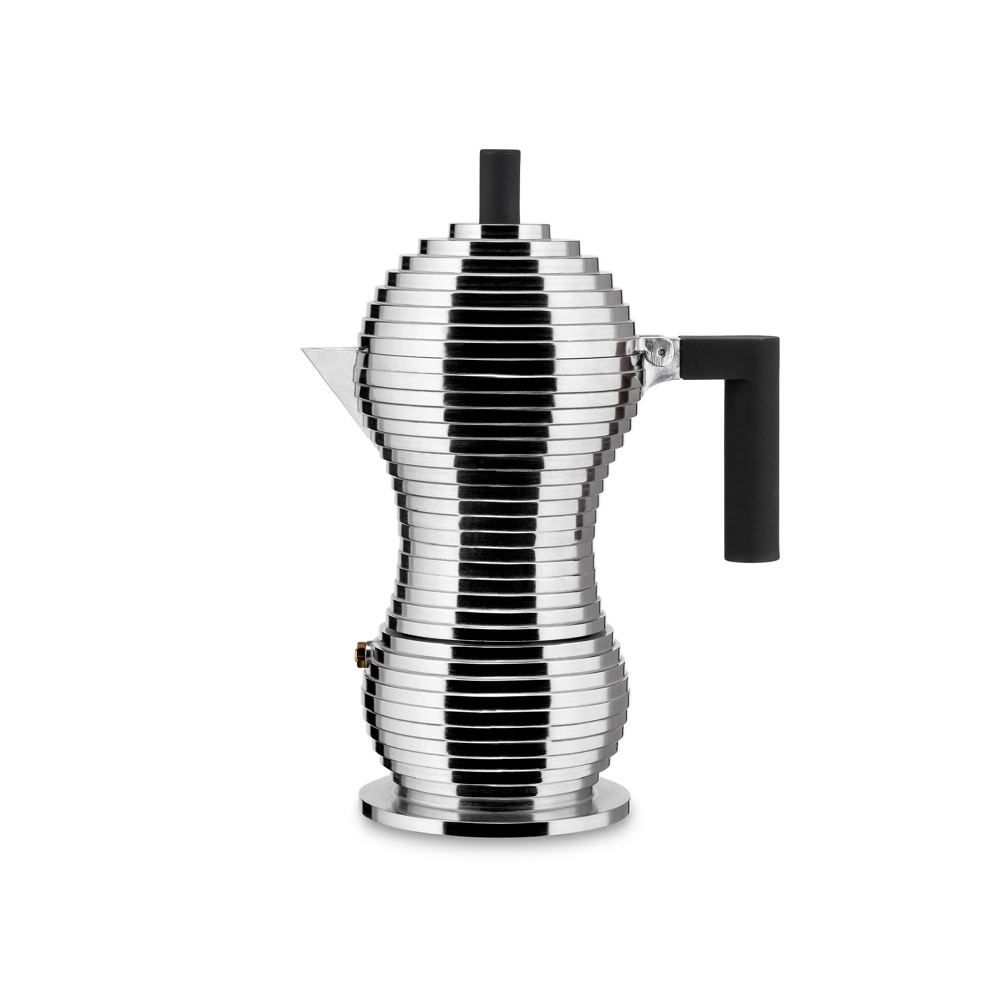 Alessi MDL02/3 B "Pulcina" Stove Top Espresso 3 Cup Coffee Maker in Aluminum Casting Handle And Knob in Pa, Black