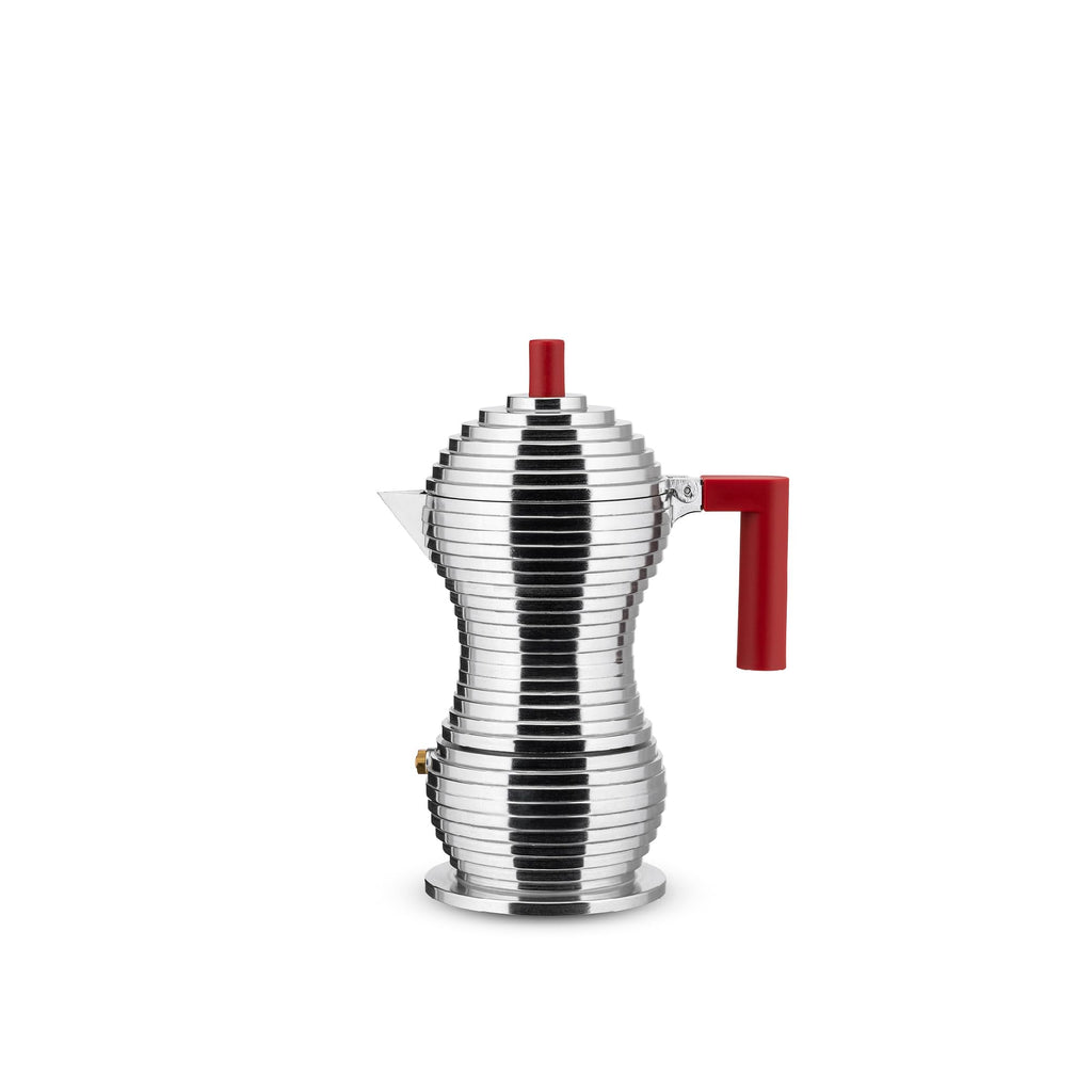 Alessi MDL02/3 B "Pulcina" Stove Top Espresso 3 Cup Coffee Maker in Aluminum Casting Handle And Knob in Pa, Black