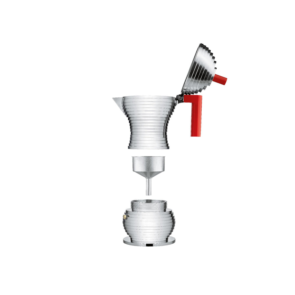 Alessi MDL02/3 B "Pulcina" Stove Top Espresso 3 Cup Coffee Maker in Aluminum Casting Handle And Knob in Pa, Black