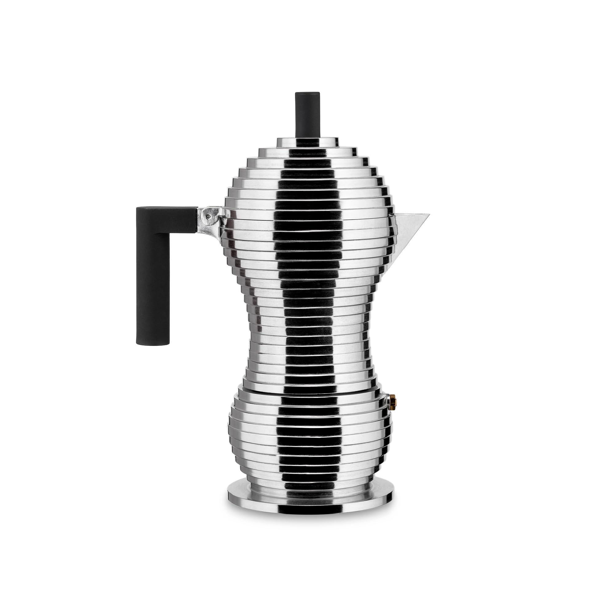 Alessi MDL02/3 B "Pulcina" Stove Top Espresso 3 Cup Coffee Maker in Aluminum Casting Handle And Knob in Pa, Black