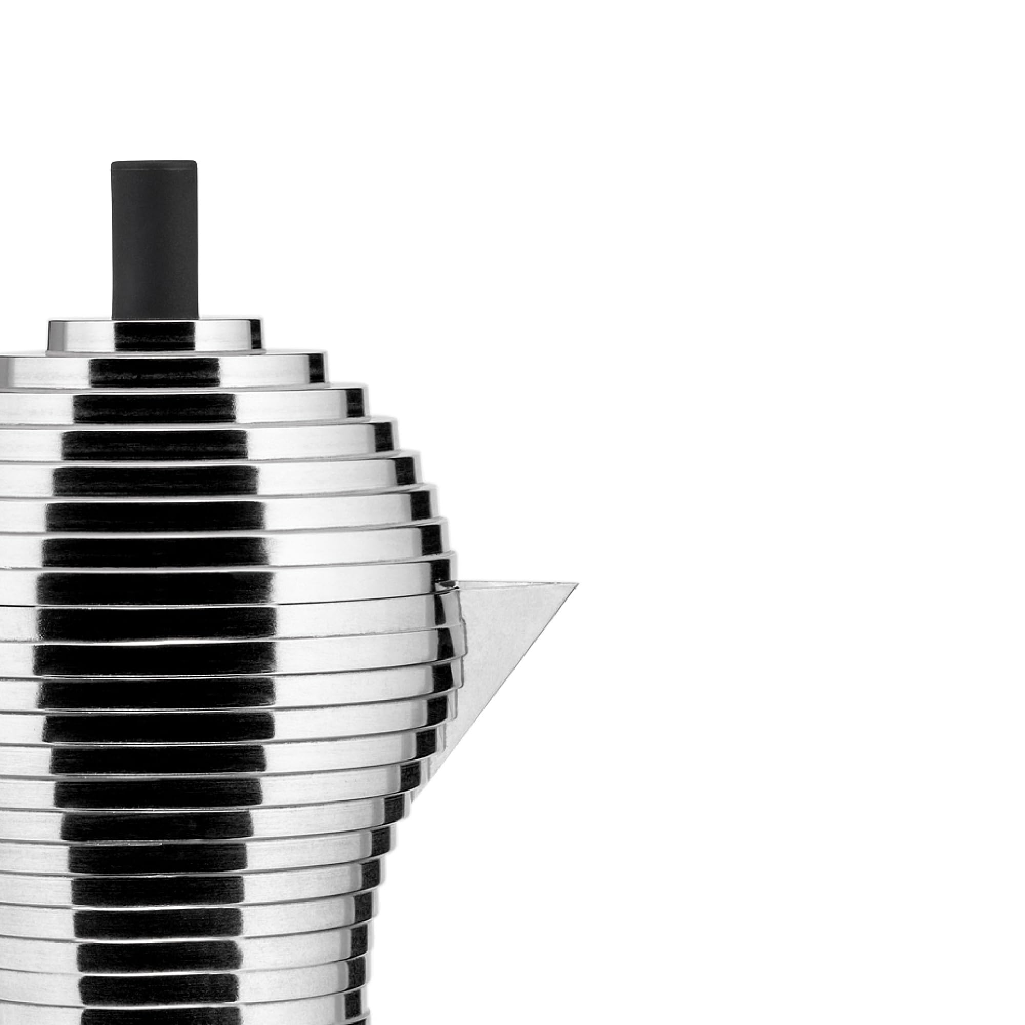 Alessi MDL02/3 B "Pulcina" Stove Top Espresso 3 Cup Coffee Maker in Aluminum Casting Handle And Knob in Pa, Black